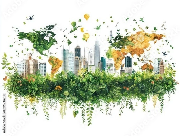 Obraz Eco-Friendly Cities: A Greener Global Future
