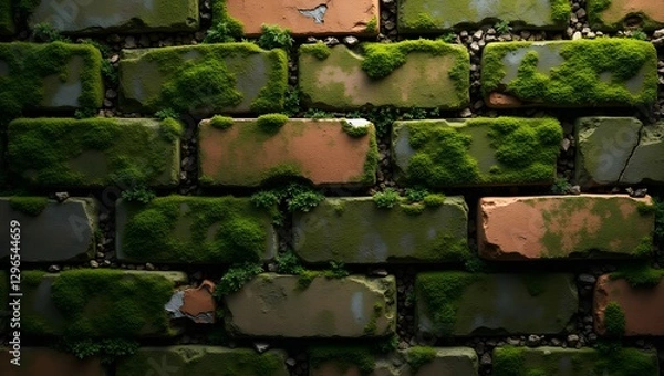Obraz brick wall with green grass
