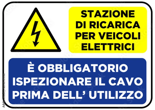 Fototapeta Cartello Parcheggio Auto Elettriche