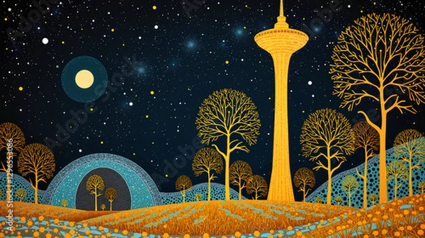 Fototapeta Zero-Gravity Space Elevator Botanic Garden