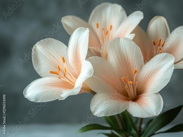 Obraz Elegant Peach Lilies: Close-up Bloom Photography