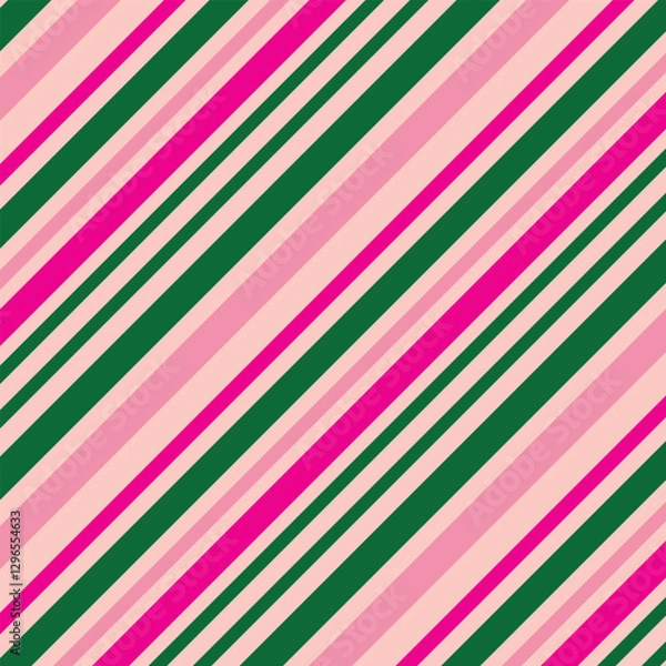 Fototapeta Hand drawn seamless pattern of diagonal bright pink green stripes, summer vibrant striped background, modern trendy contemporary fabric print, saturated energetic colors, rainbow design dopamin.