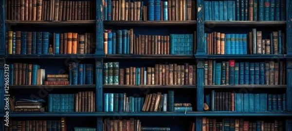 Fototapeta The shelf of books in library reading room in a vibrant state. AI generated