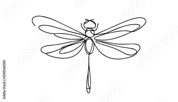 Fototapeta Continuous one single minimal line drawing dragonfly