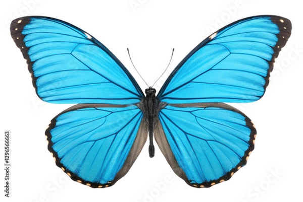 Fototapeta Vibrant blue butterfly resting with outstretched wings in natural display for nature enthusiasts and educators, cut out