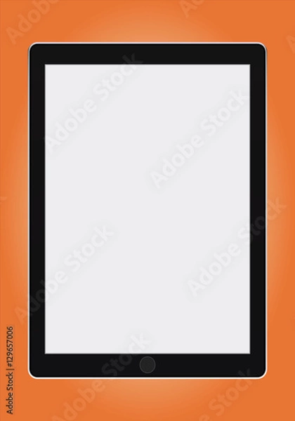 Fototapeta tablet with black screen and orange background