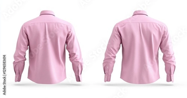 Obraz Two Back Views of a Light Pink Dress Shirt on a White Background