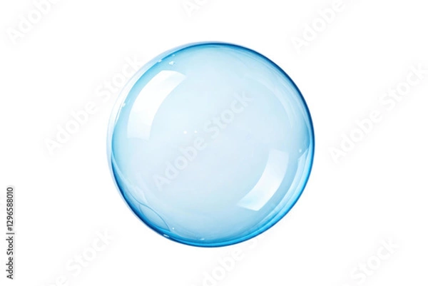Fototapeta Blue bubble floating in the air with a translucent appearance and subtle reflections, perfect for design projects and creative expressions, cut out