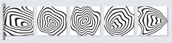 Fototapeta Black and white design. Pattern with optical illusion. Abstract striped background with ripple effect. Vector illustration.
