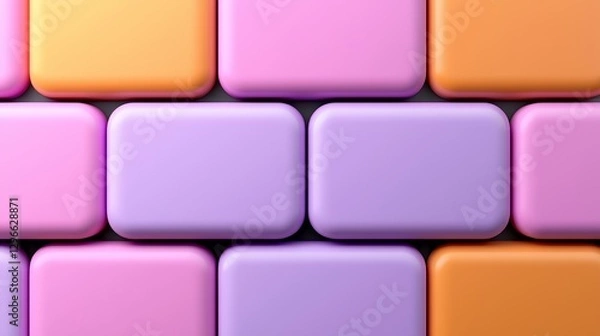 Fototapeta Multicolored Pastel Rectangular Blocks Arranged in a Grid Pattern Graphic Composition With Soft Rounded Edges