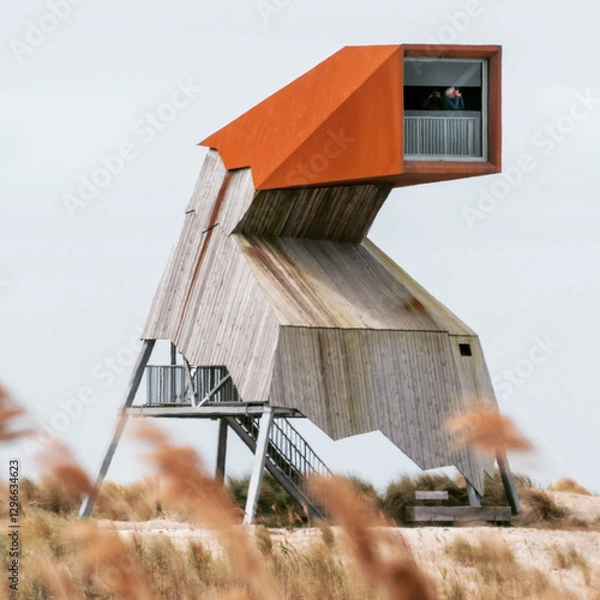 Obraz Steltloper tower on Marker Wadden, the Netherlands