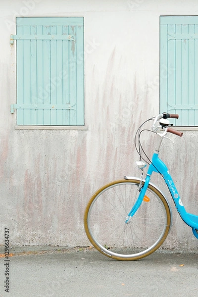 Obraz Blue bicycle in front of a house
