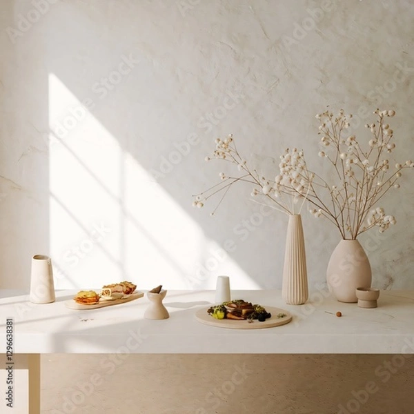 Obraz A photo of a clean and simple background for food photography.
