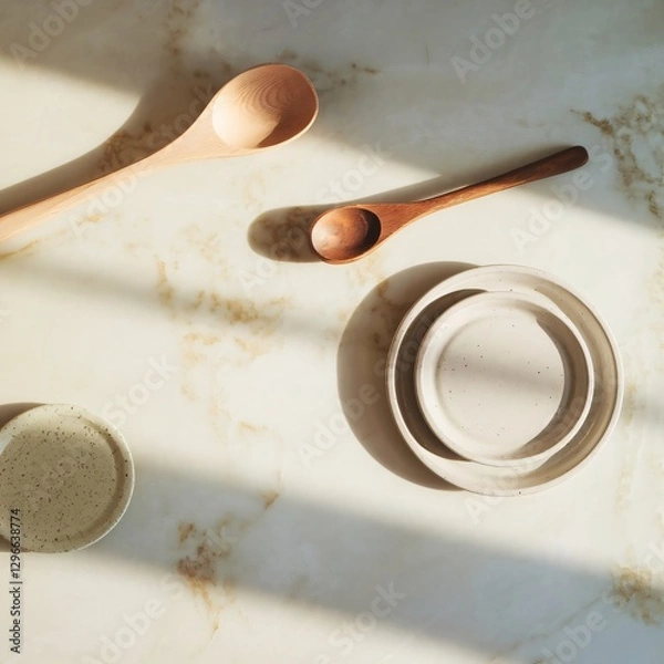 Obraz A photo of a clean and simple background for food photography.