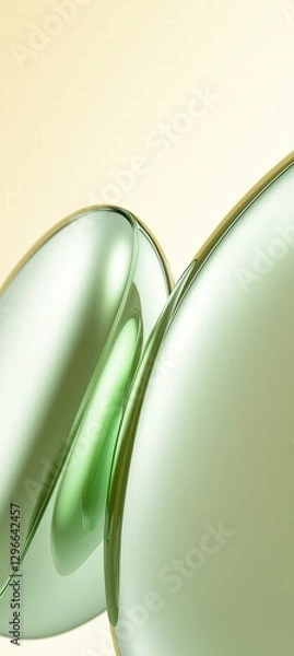 Fototapeta green glass and Liquid matte abstract wave. 3d rendering illustratiuon.