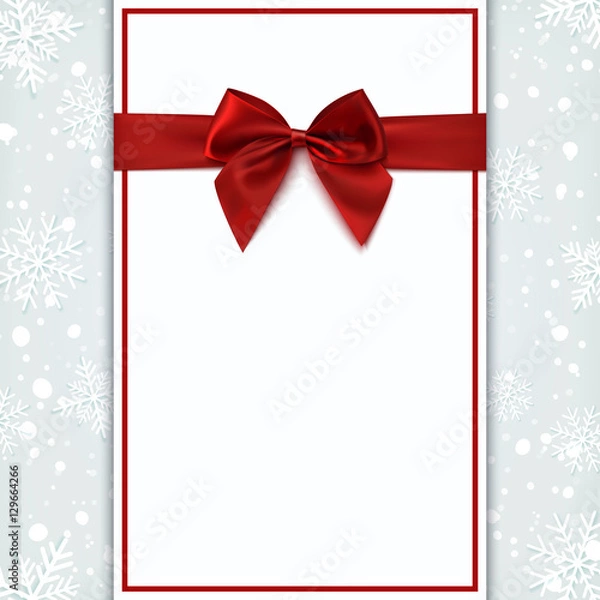 Obraz Blank greeting card with red bow.