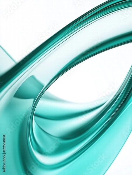 Fototapeta green glass and Liquid matte abstract wave. 3d rendering illustratiuon.