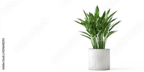 Fototapeta Lush green indoor plant in modern white pot, adding freshness to any space