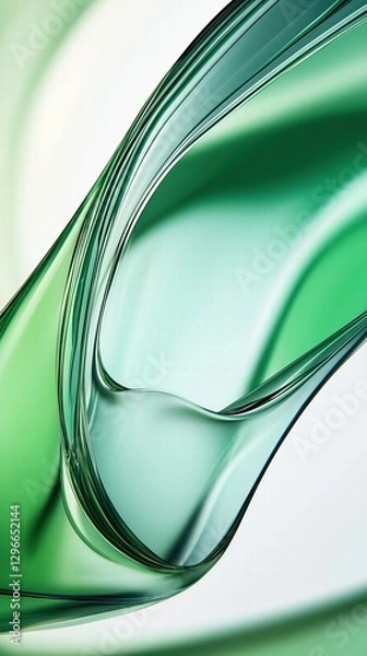 Fototapeta green glass and Liquid matte abstract wave. 3d rendering illustratiuon.