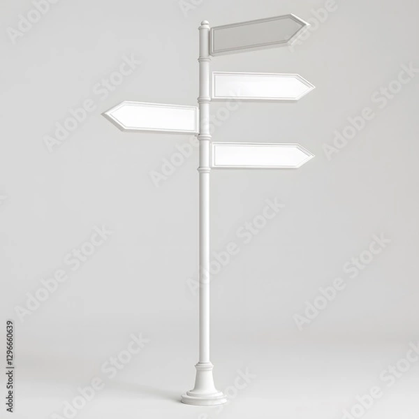 Fototapeta A white direction signpost displaying multiple arrow pointing signs