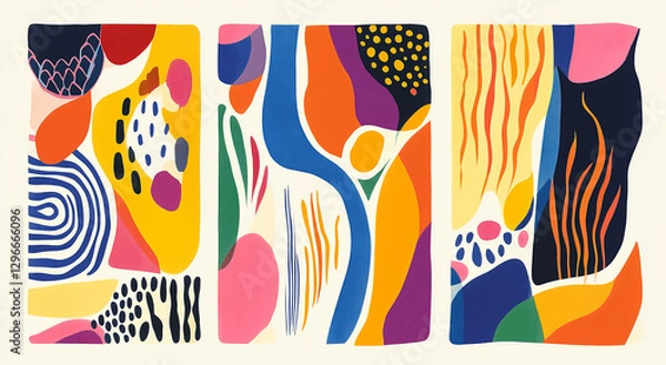 Fototapeta Colorful Abstract Geometric Art - Modern Vibrant Shapes and Patterns - Contemporary Digital Illustration