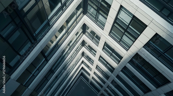 Fototapeta Abstract view of modern architecture with geometric lines and angles