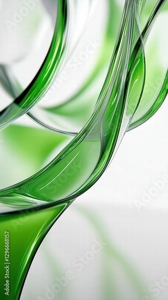 Fototapeta green glass and Liquid matte abstract wave. 3d rendering illustratiuon.