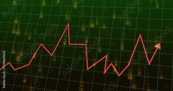 Fototapeta Image of diagram over binary coding