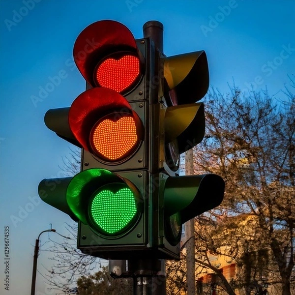Obraz Eine Ampel mit Herzen.