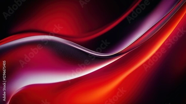 Fototapeta red glass and Liquid matte abstract wave. 3d rendering illustratiuon.
