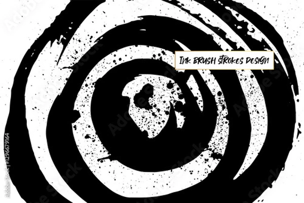 Obraz Ink brush strokes background. Grunge Brush strokes Background. Grunge texture Background. Abstract Black and white grunge texture. Vector brush stroke texture. Black ink, paint splatter.