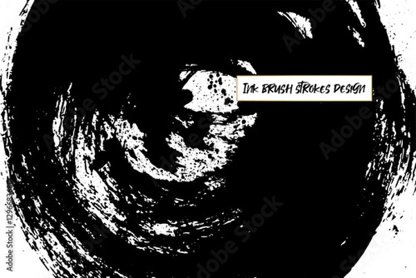 Obraz Ink brush strokes background. Grunge Brush strokes Background. Grunge texture Background. Abstract Black and white grunge texture. Vector brush stroke texture. Black ink, paint splatter.