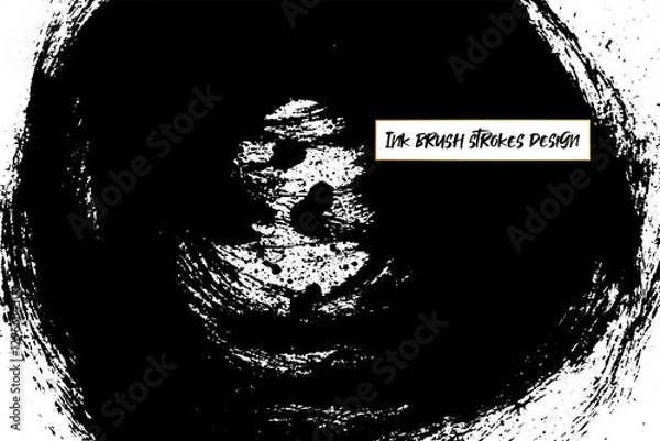 Obraz Ink brush strokes background. Grunge Brush strokes Background. Grunge texture Background. Abstract Black and white grunge texture. Vector brush stroke texture. Black ink, paint splatter.