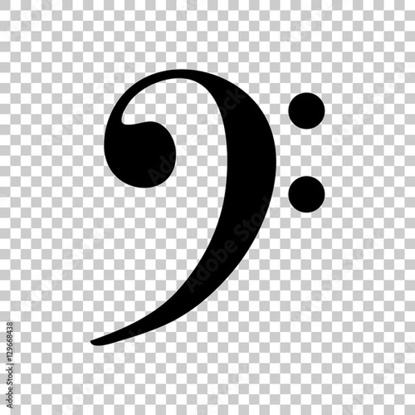 Fototapeta Bass Clef icon. Black icon on transparent background.