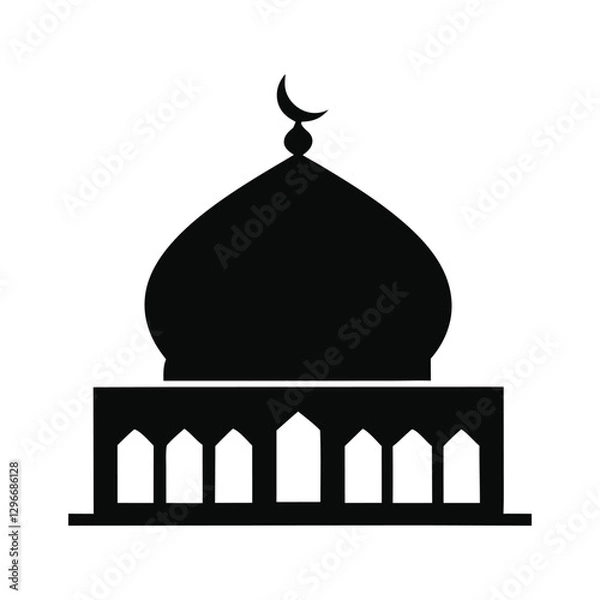 Fototapeta Silhouette of a church and mosque in a cityscape vector illustration