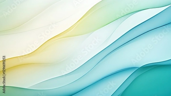 Fototapeta Serene abstract design with soft pastel gradients, subtle textures, flowing curves, and touches of green or light blue, creating a peaceful and tranquil atmosphere, ideal for modern, calming projects.