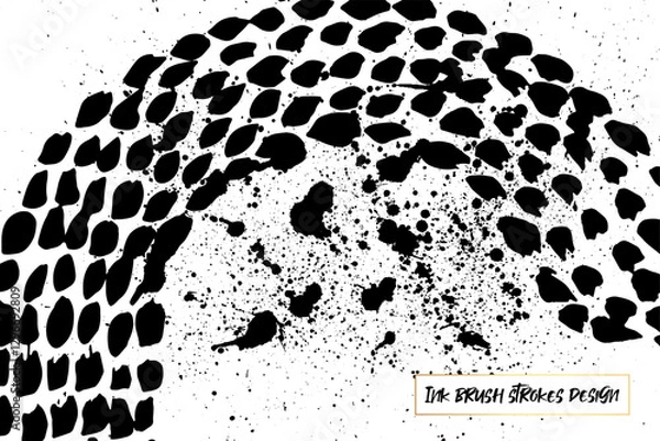 Obraz Ink brush strokes background. Grunge Brush strokes Background. Grunge texture Background. Abstract Black and white grunge texture. Vector brush stroke texture. Black ink, paint splatter.