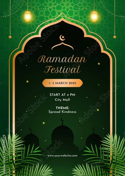 Obraz Ramadan Kareem Emerald Green and Black Elegant Background