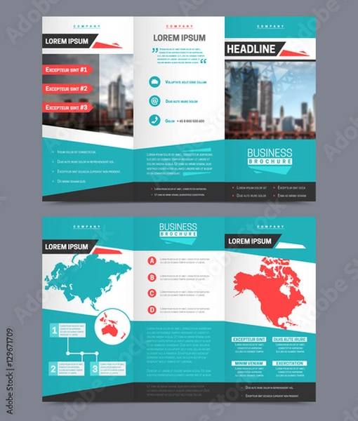 Fototapeta Three fold flyer template