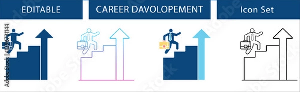 Fototapeta Professional career development icon set representing business growth, success, and corporate progress. Ideal for presentations, websites, infographics, and digital marketing.