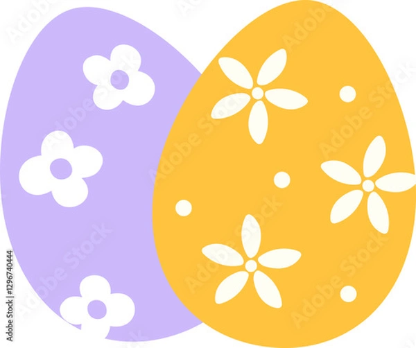 Obraz Colorful Easter Eggs with Floral Patterns.
Cute simple spring easter eggs flat vector illustration.
Colorful patterned Easter eggs design.
Transparent background.