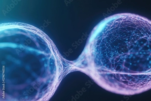 Fototapeta Intertwined energy spheres emit vibrant colors, showcasing dynam