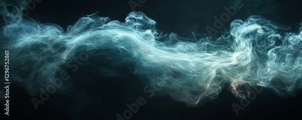 Fototapeta Ethereal Flowing Smoke Effect in Atmospheric Blue Hues