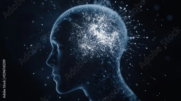Fototapeta A futuristic AI guardian floating between galaxies, its radiant form shifting like an ethereal cosmic beacon