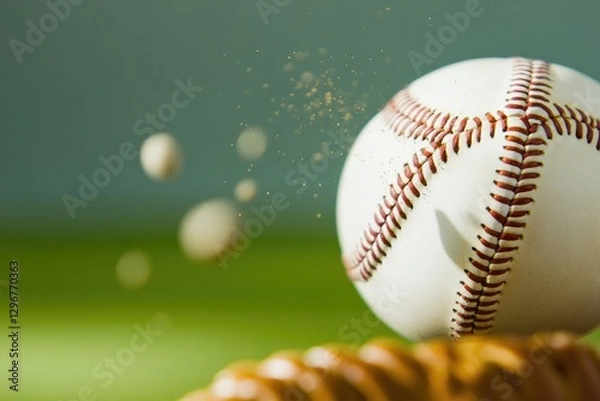 Fototapeta Baseball soaring through air, capturing dynamic motion and excit