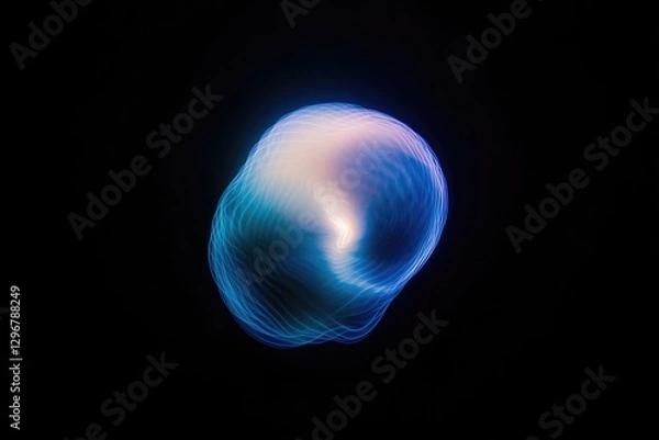Fototapeta Luminescent orb glows softly, creating mesmerizing swirling patt