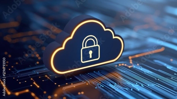 Fototapeta Cloud security awareness protecting your data encryption digital environment virtual viewpoint cyber safety concept