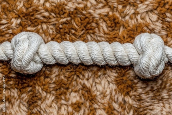 Obraz Close-Up of Thick White Rope Knot on Textured Background