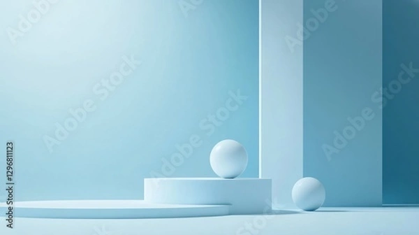Fototapeta Light Blue Minimalist Product Display