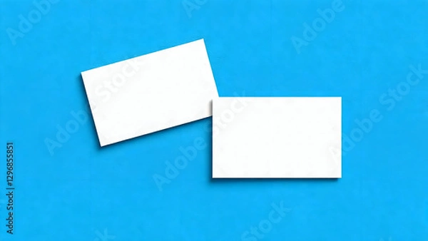 Fototapeta Modern business visiting card mock up template with front and back identity, stationery, label, branding, advertising, empty, mockup, for presentation on isolated sky-blue colour background